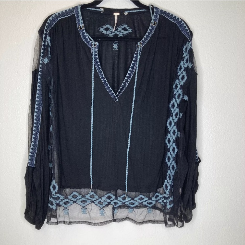 REDUCED! Free people bohemian peasant oversized embroidery, 3/4 sleeves! - Picture 14 of 16